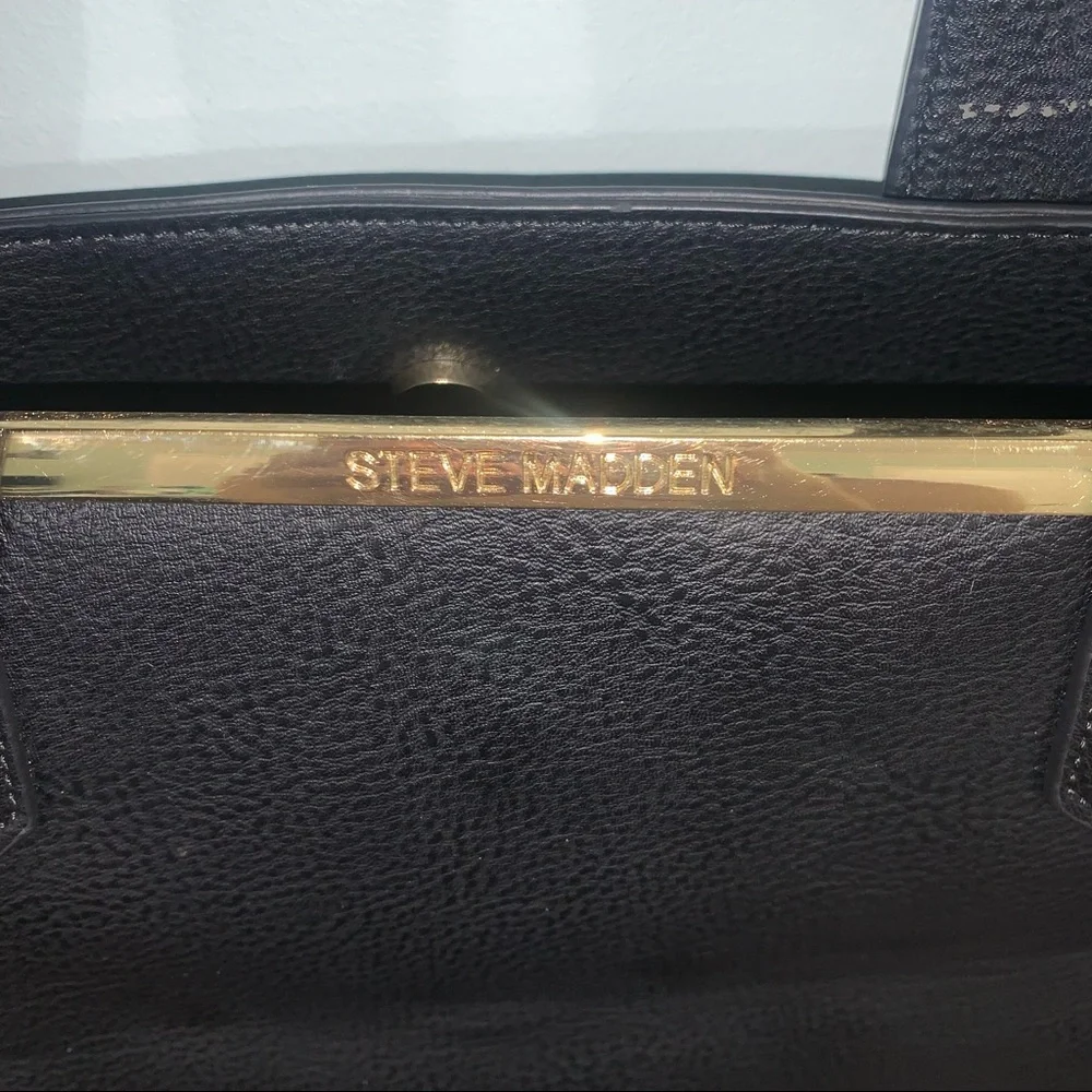 Steve Madden black faux croc tote shoulder bag - Picture 3 of 15